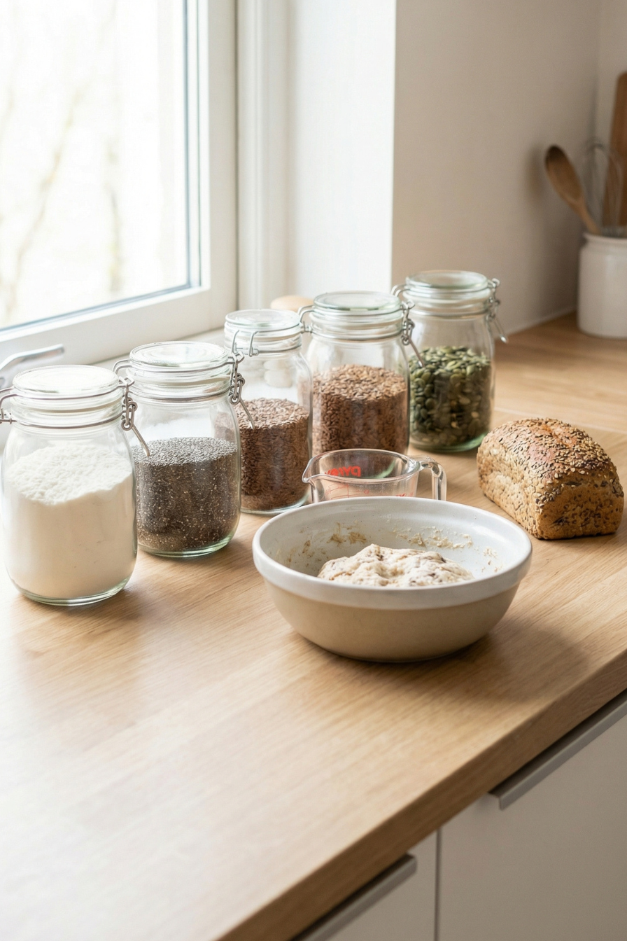 Pain et pâtisseries sans gluten avec farines alternatives et graines
