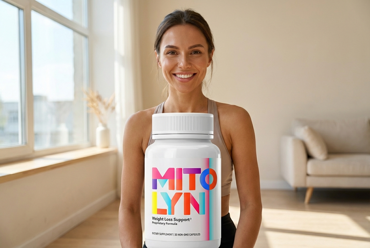 Flacon de MITOLYN violet entouré de baies de Maqui, illustrant ce complément alimentaire énergie naturel.